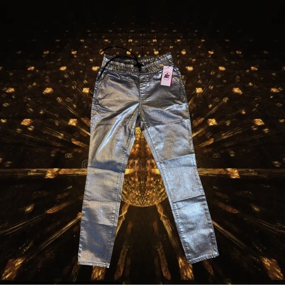 Juicy Couture Silver Track Pants with Metallic Finish NWT Size 2 - Picture 3 of 5